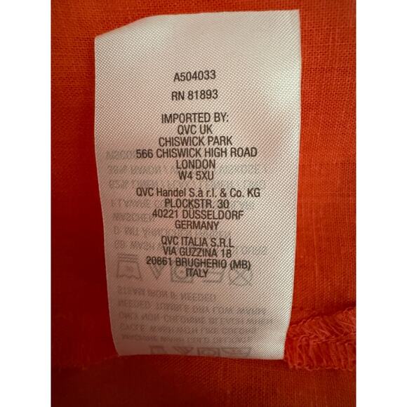 Encore by Idina Menzel Coral Linen Blend Tunic Shirt Dress LP NWOT Button-Front - Picture 11 of 13